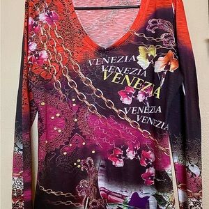 Cache L VeneziaWomen's Red and Purple Long Sleeve Top